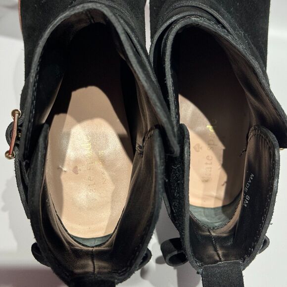 Kate Spade Polly Black Suede Buckle Strap Ankle Booties Boots Women’s Size 8M - Picture 12 of 16